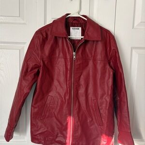 Garage Bella Faux Cherry Red Leather Jacket